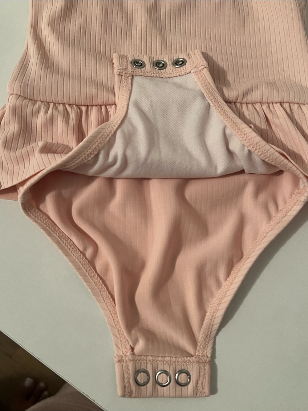 Carter’s Peach Pink Ribbed Ruffle Baby One-Piece + Matching Hat - Picture 4 of 4
